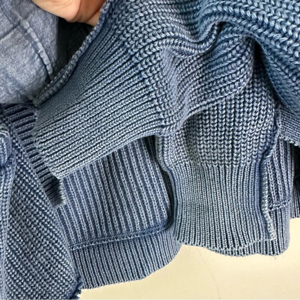 Free People Worn Thru Surplus Cardi Sparkling Blue SZ XS - Picture 6 of 7